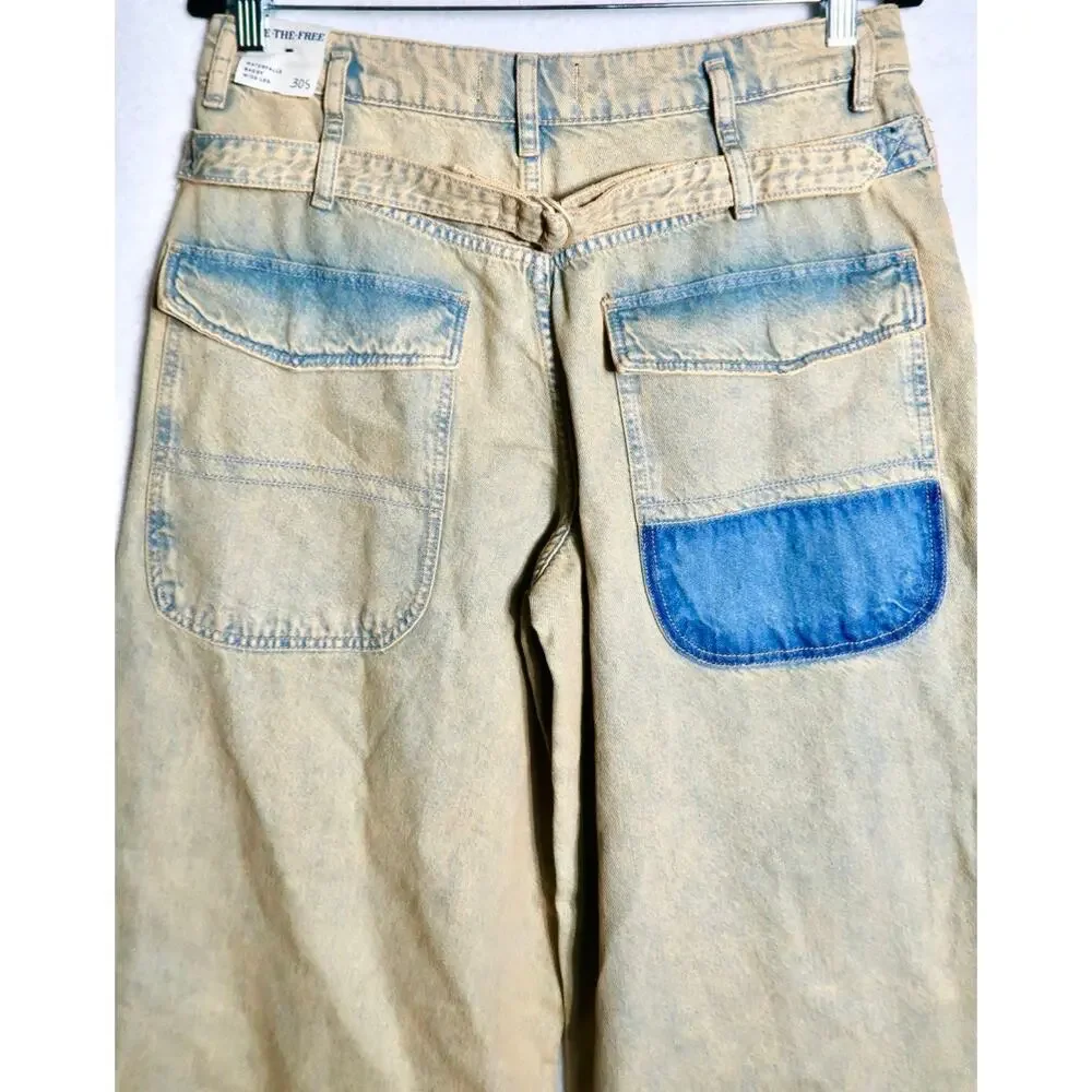 FREE PEOPLE We The Free‎ Waterfalls Bagsy Wide-Leg Jeans Size 30